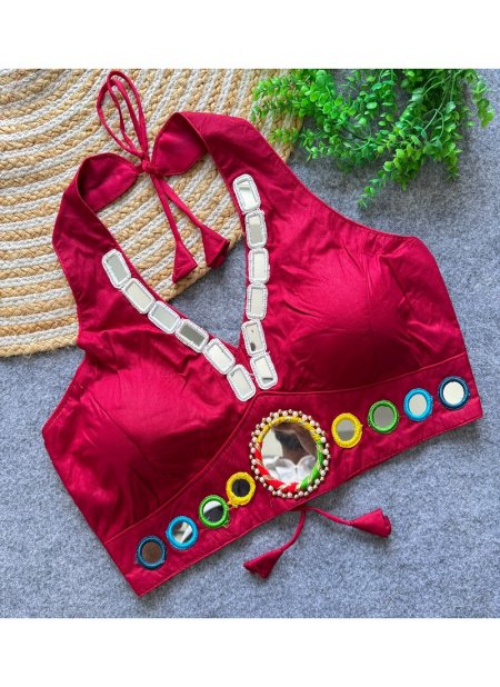 Tew Pure Cotton Real Mirror Work Navratri Blouses